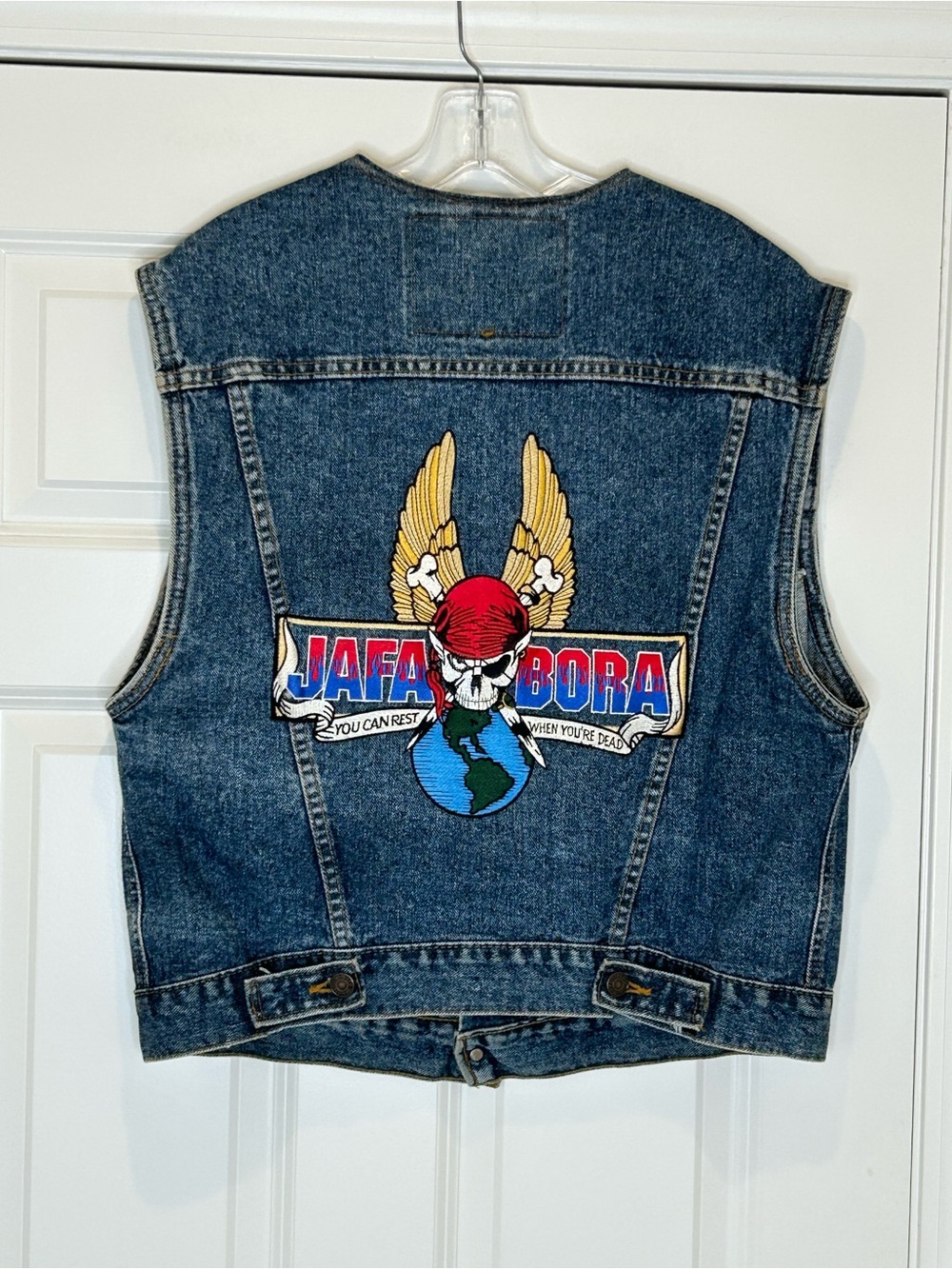 Vintage Levi Strauss Denim Biker Vest JAFA BORA Size Men's M USA